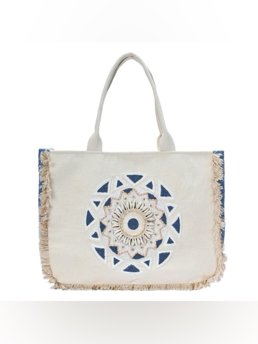 SHELLS&BEADS-WORK FRINGE OVER
JUTE CANVAS LARGE TOTE